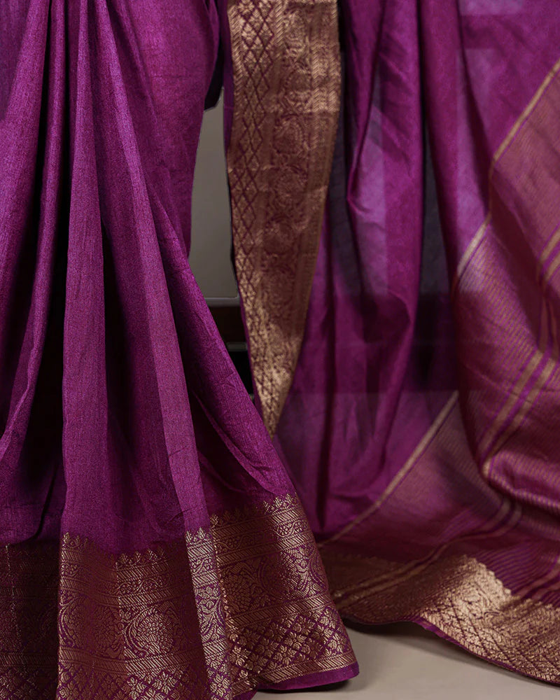 Womenline Wine Color Nylon Dola Silk Zari Weaving Saree