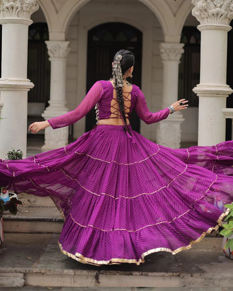 Womenline Purple Color Soft Georgette Navratri Lehenga Choli