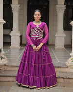 Womenline Purple Color Soft Georgette Navratri Lehenga Choli