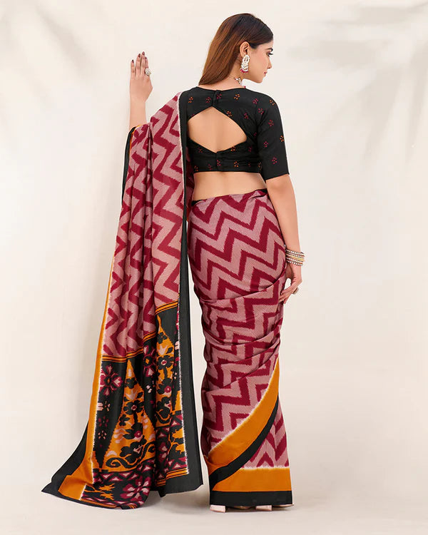 Womenline Maroon Color Tasar Silk Printed Saree