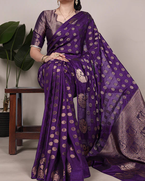 Womenline Purple Color Roop Silk Zari Weaving Saree