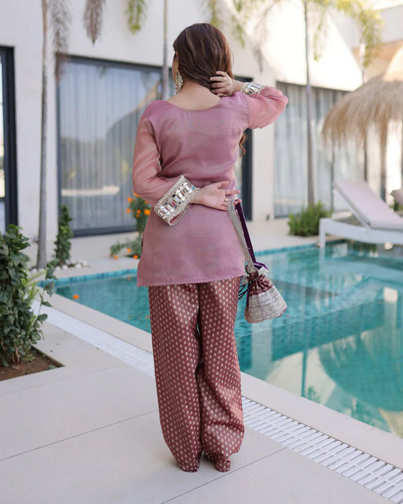 Womenline Dusty Rose Pink Color Salasa Plazzo Suit