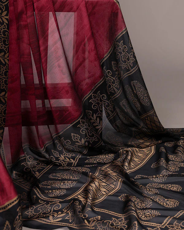 Womenline Maroon Color Rangoli Silk Printed Saree