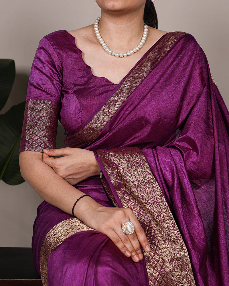 Womenline Wine Color Nylon Dola Silk Zari Weaving Saree