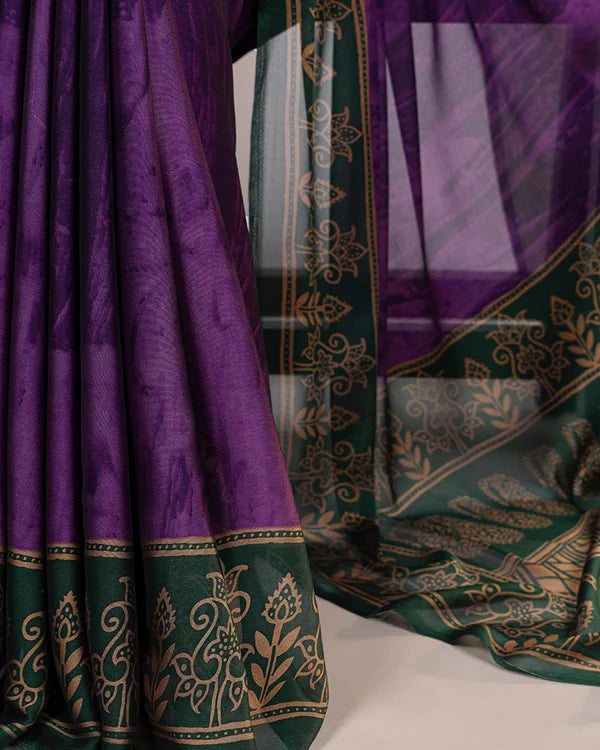 Womenline Purple Color Rangoli Silk Printed Saree