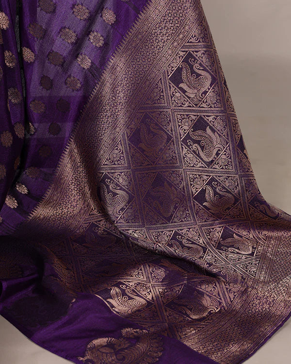 Womenline Purple Color Roop Silk Zari Weaving Saree