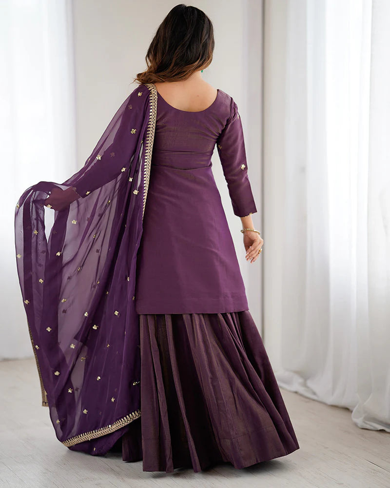 Womenline Dusty Mauve Color Western Style Embroidered Lehenga Choli