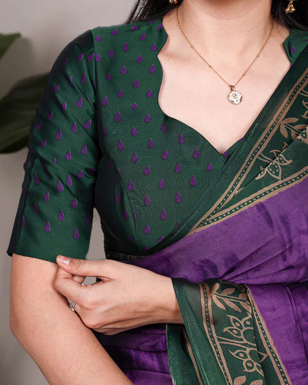 Womenline Purple Color Rangoli Silk Printed Saree