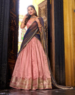 Womenline Light Pink Color Dupion Silk Zari Weaving Half Saree