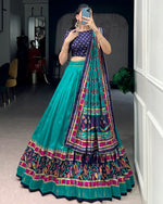 Womenline Sky Blue Color Tasar Silk Traditional Lehenga Choli