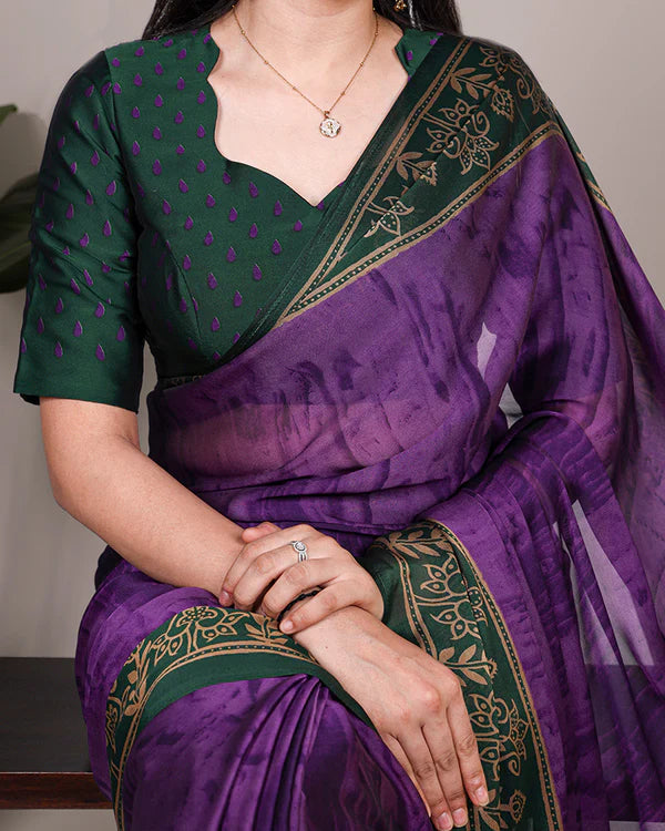 Womenline Purple Color Rangoli Silk Printed Saree