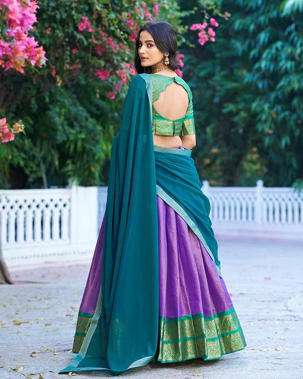 Womenline Luvender Color Kanchipuram Silk Designer Half Saree