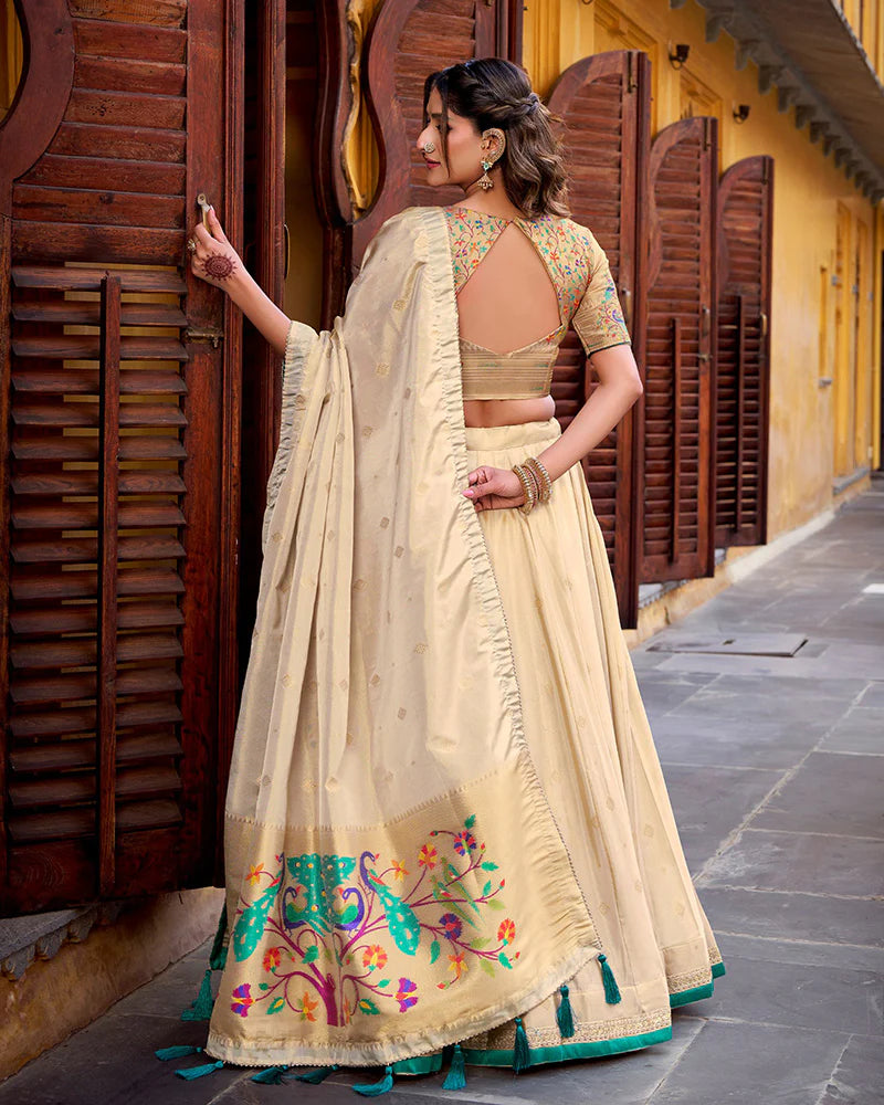 Womenline Designer Bottle Green Color Paithani Silk Lehenga Choli