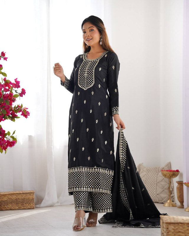 WomenLine Black Color Designer Dress Set