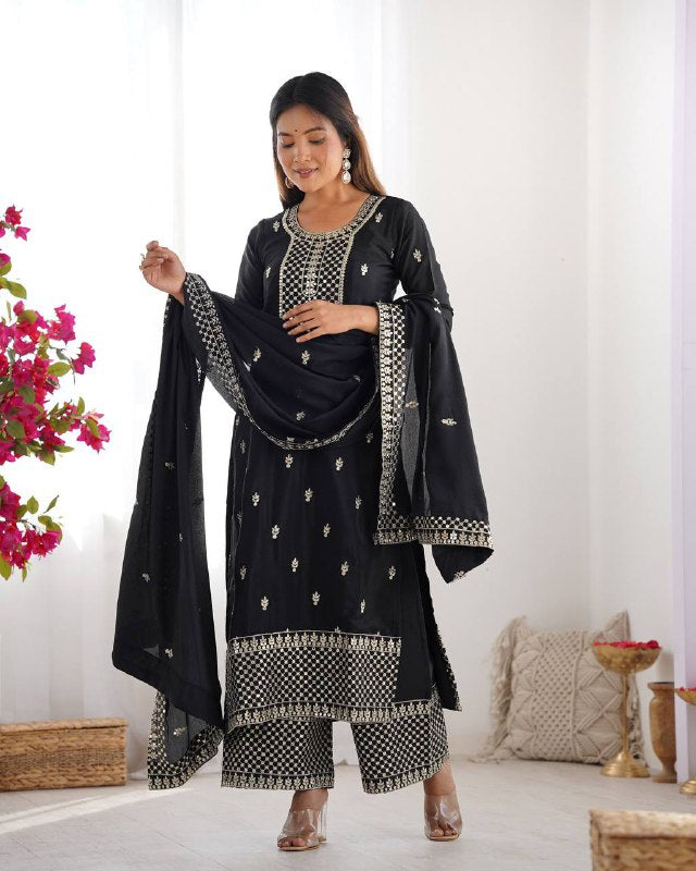 WomenLine Black Color Designer Dress Set