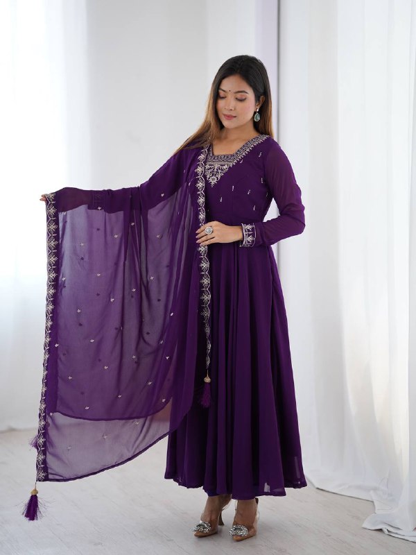 Womenline Purpal Color Full Flair Anarkali Suit