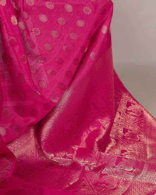 Womenline Pink Color Roop Silk Zari Weaving Saree