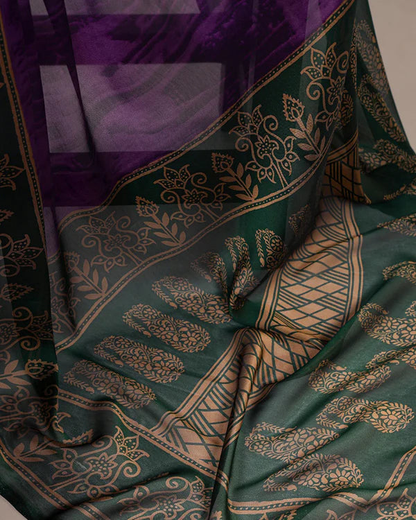Womenline Purple Color Rangoli Silk Printed Saree