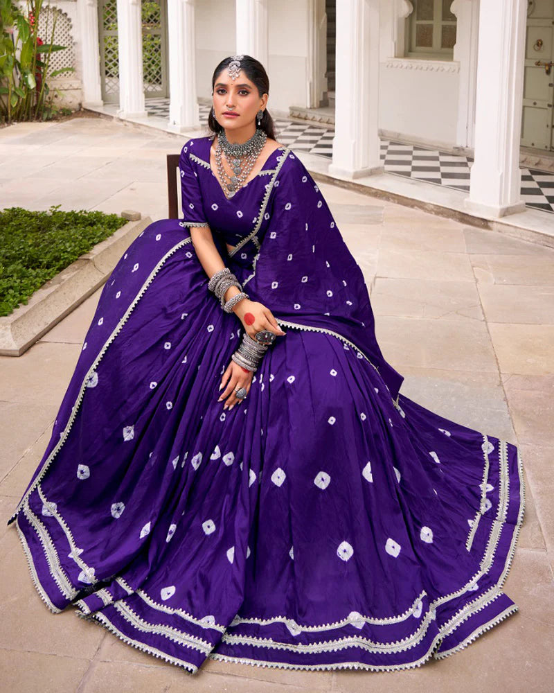 Womenline Purple Color Pure Chanderi Plain Navratri Lehenga Choli