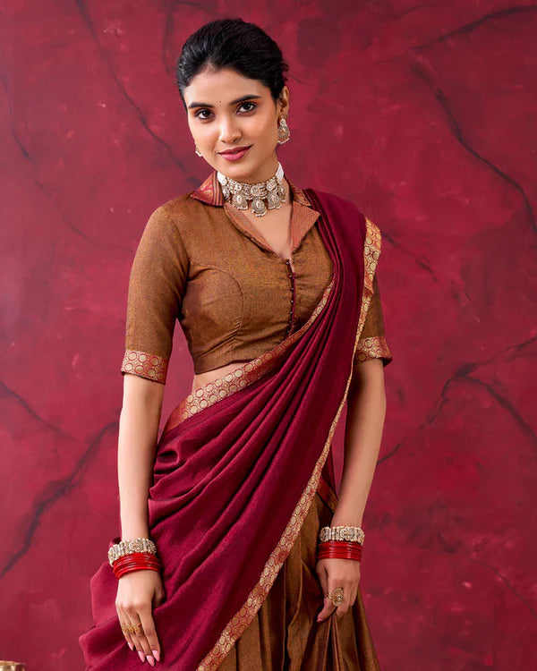 Womenline South Indian Style Mustard Color Narayan Pet Cotton Half Saree