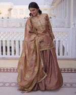 Womenline Chikoo Color Fendi Crush Embroidered Plazzo Suit