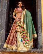 Womenline Brown Color Shimmer Organza Silk Lehenga Choli