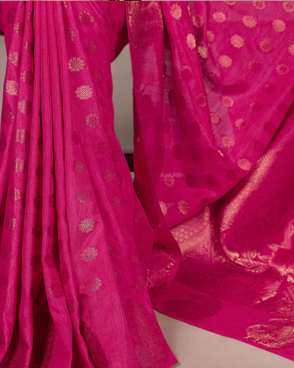 Womenline Pink Color Roop Silk Zari Weaving Saree
