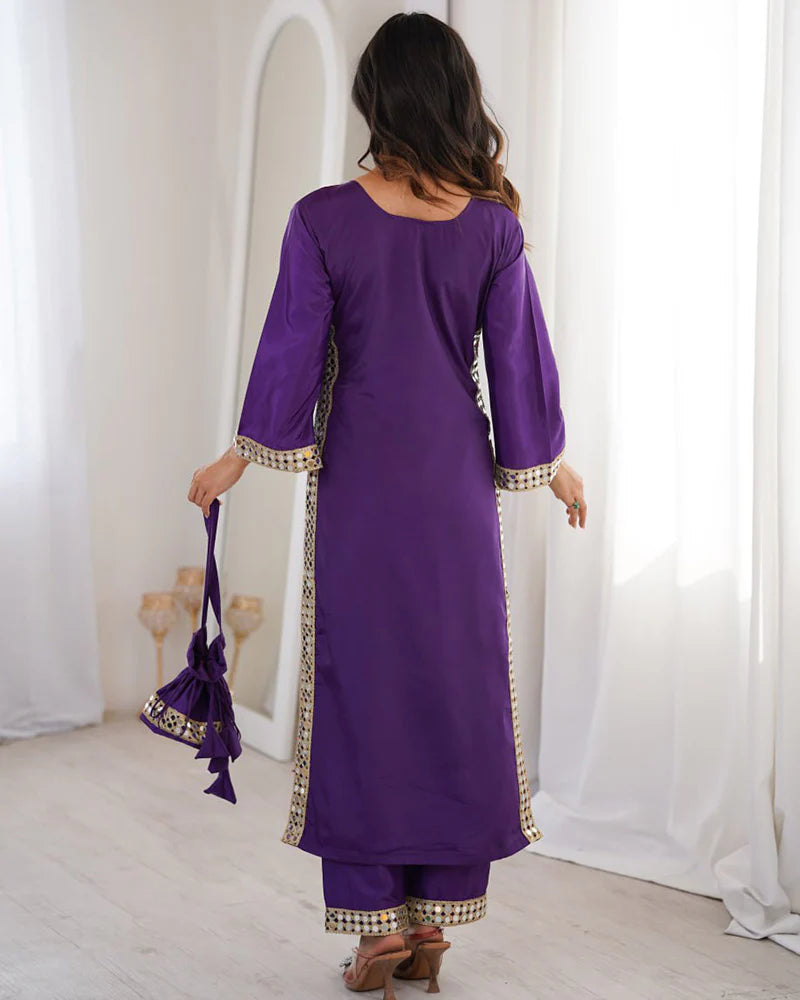 Womenline Purple Color Natural Crape Kurti Suit