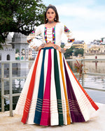 Womenline Ethnic Rayon Gamthi Embroidery Multi-Color Navratri Lehenga Choli