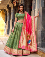 Womenline Green Color Shimmer Organza Silk Lehenga Choli