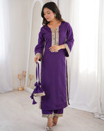 Womenline Purple Color Natural Crape Kurti Suit