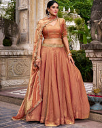 Womenline Rust Orange Color Fendi Pastel Lehenga Choli