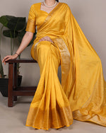 Womenline Yellow Color Nylon Dola Silk Zari Weaving Saree