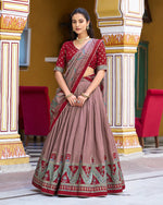 Womenline Maroon Color Tasar Silk Printed Sparkle Lehenga Choli