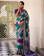 Womenline Purple Color Polyester Chanderi Printed Saree