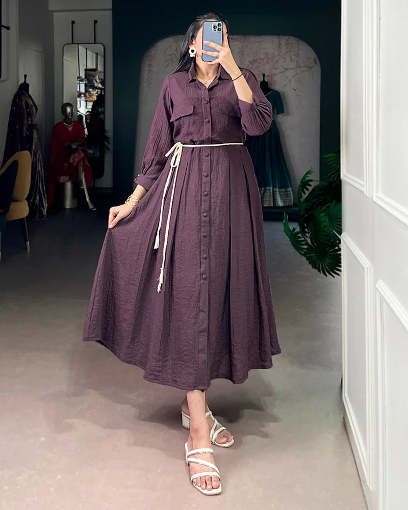 Womenline Dusty Mauve Color Crackel Tunic