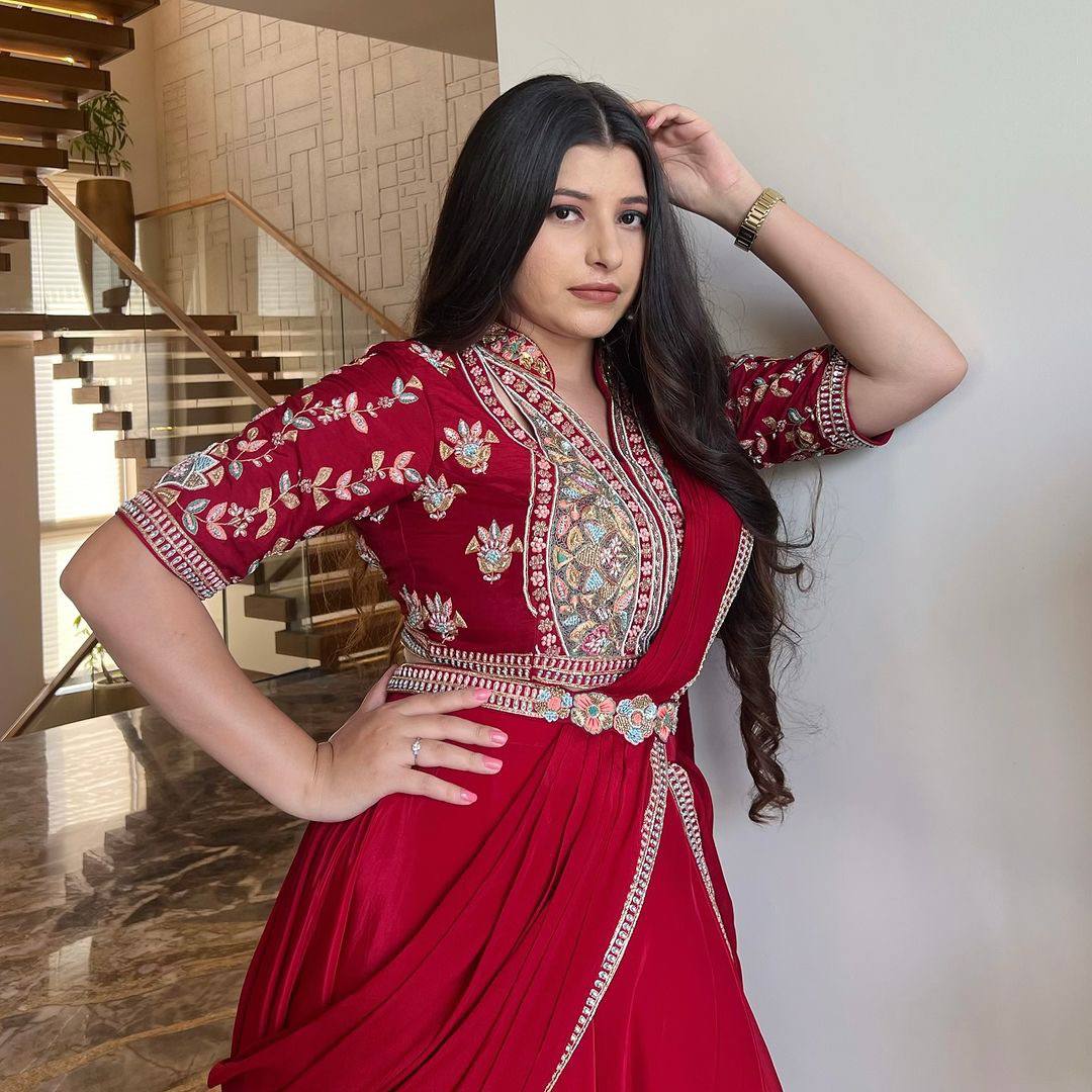 WOMENLINE LEHENGA SAREE WITH HEAVY WORK BLOUSE AND BELT