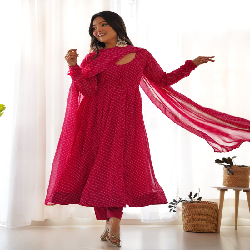 WomenLine Pink Color Pure Fox Anarkali Suit
