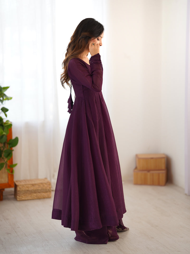 Womenline Wine Color Anarkali Suit