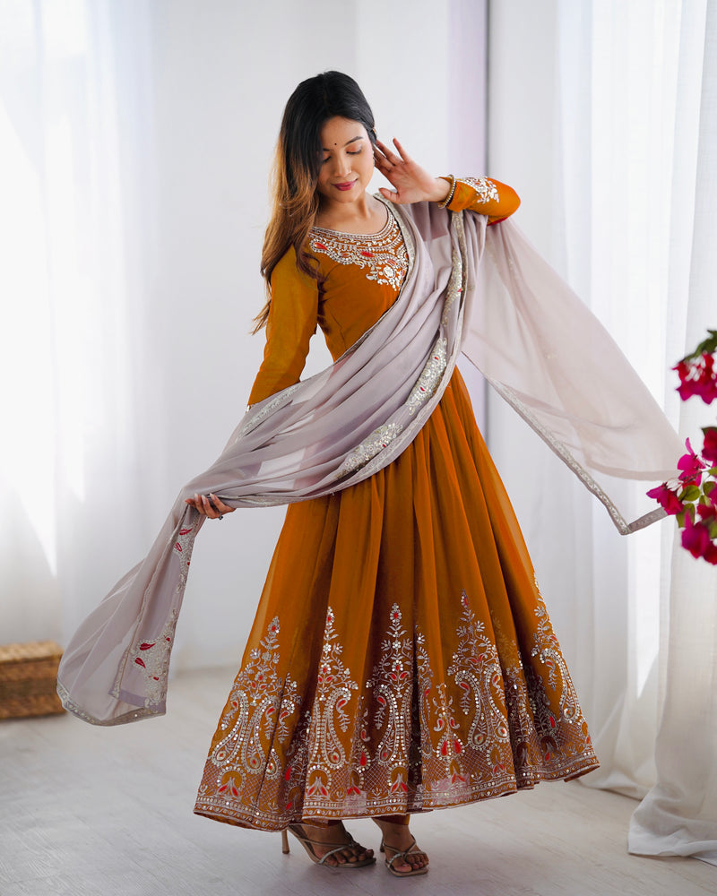 Womenline Heavy Embroidery Work Anarakli Suit