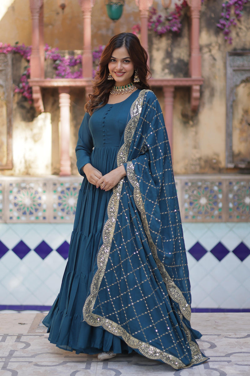 Womenline Rama Color Fully Flair Gown