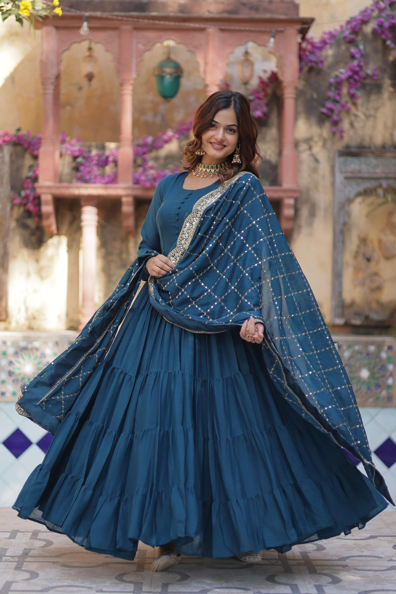 Womenline Rama Color Fully Flair Gown