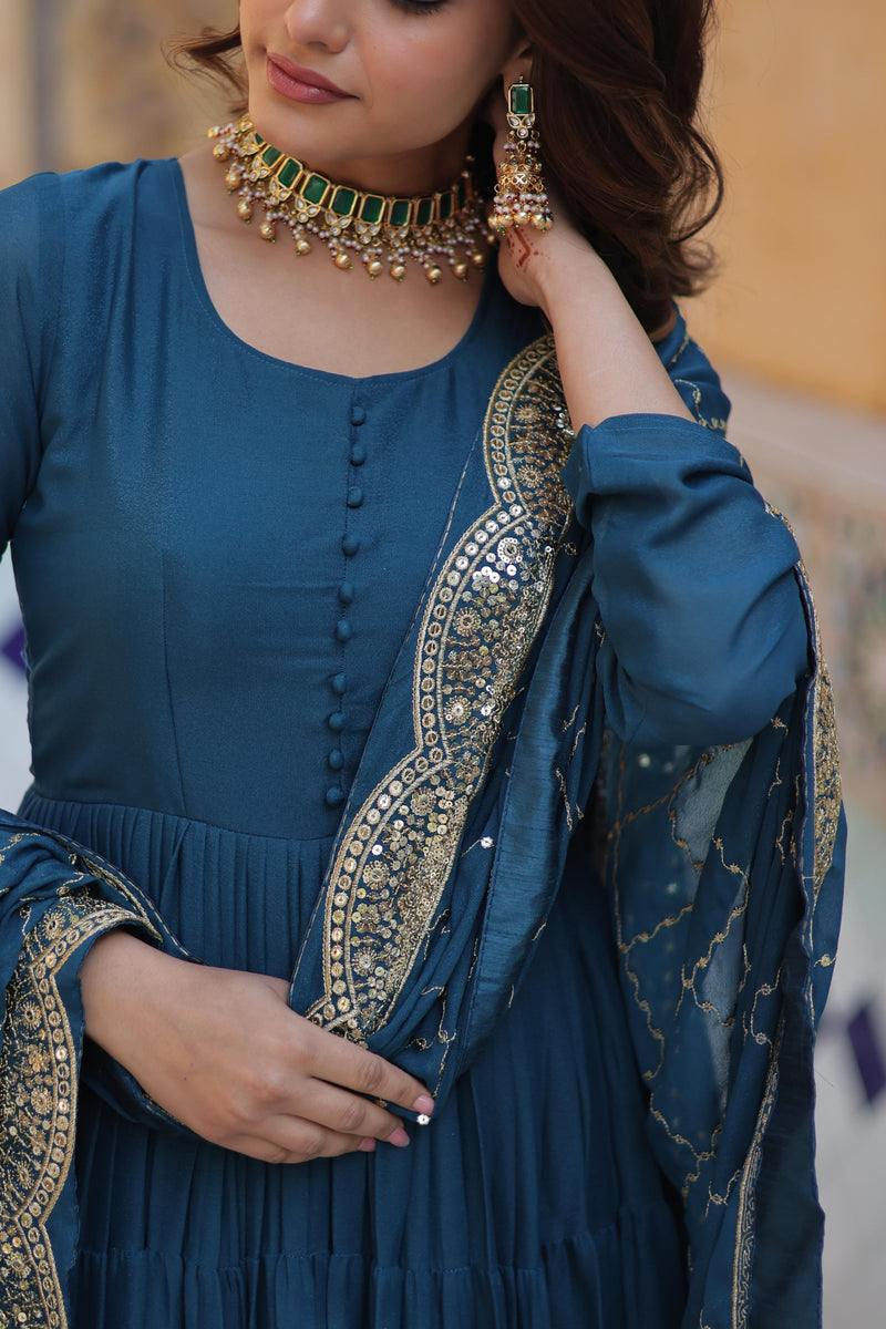 Womenline Rama Color Fully Flair Gown