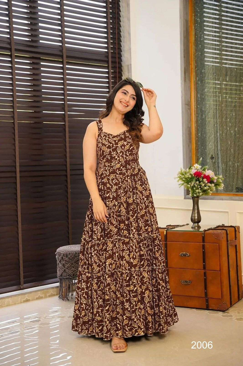 Womenline Brown Color Anarkali Suit