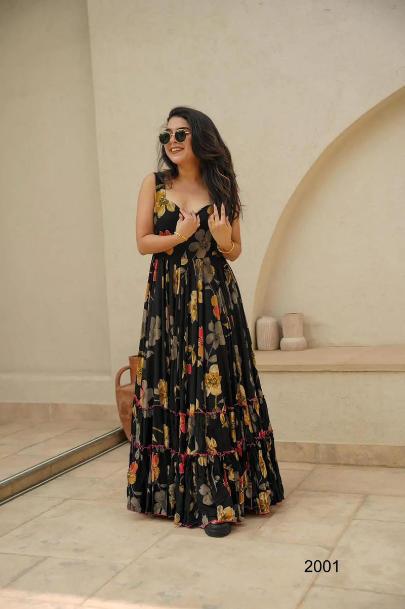 Womenline Designer Black Color Anarkali Suit