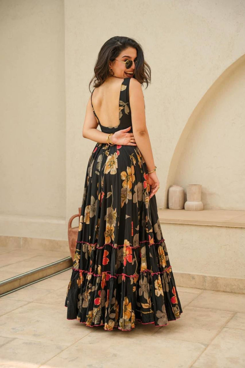 Womenline Designer Black Color Anarkali Suit