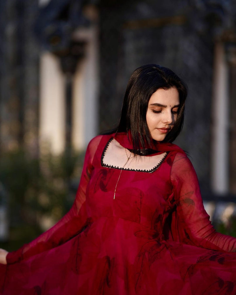 Womenline Blossom in style with this flirty floral anarkali