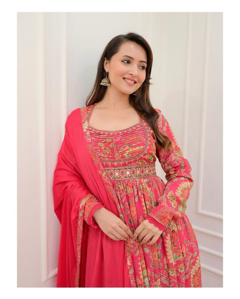 Womenline Multicoloured Anarkali with mirror