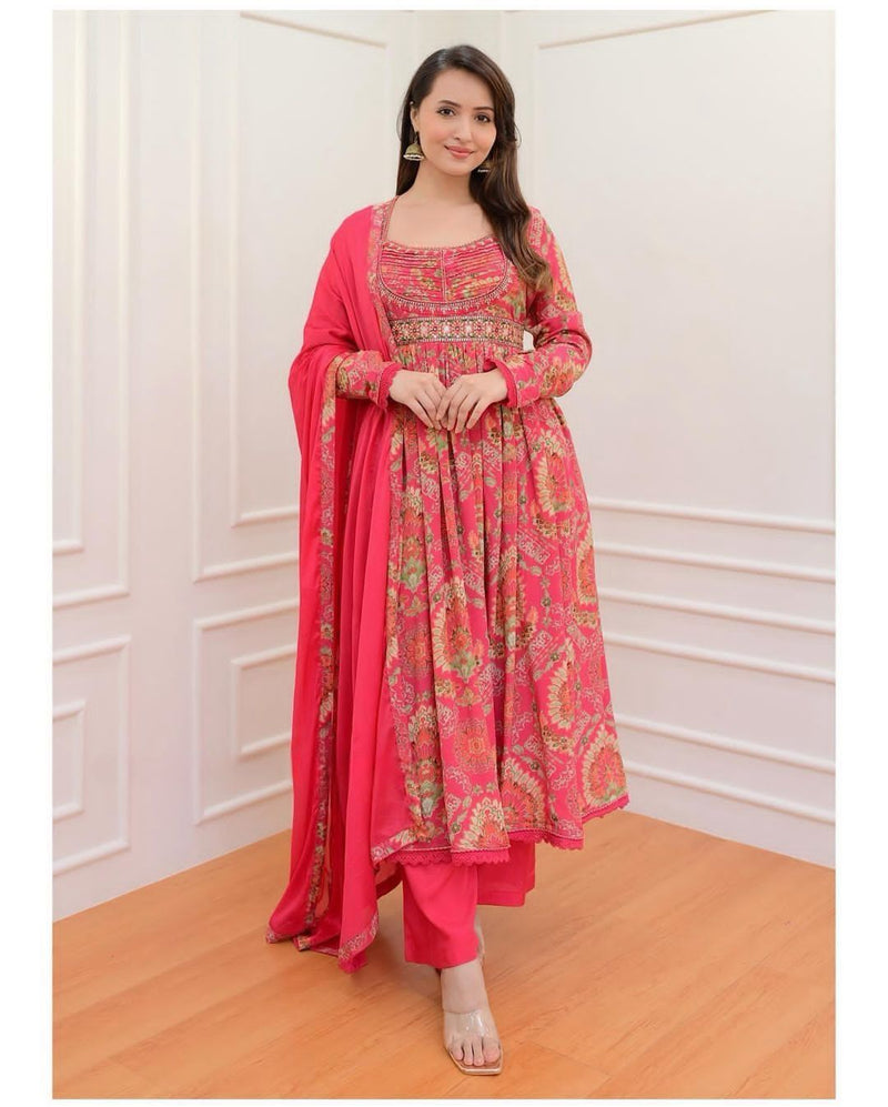 Womenline Multicoloured Anarkali with mirror