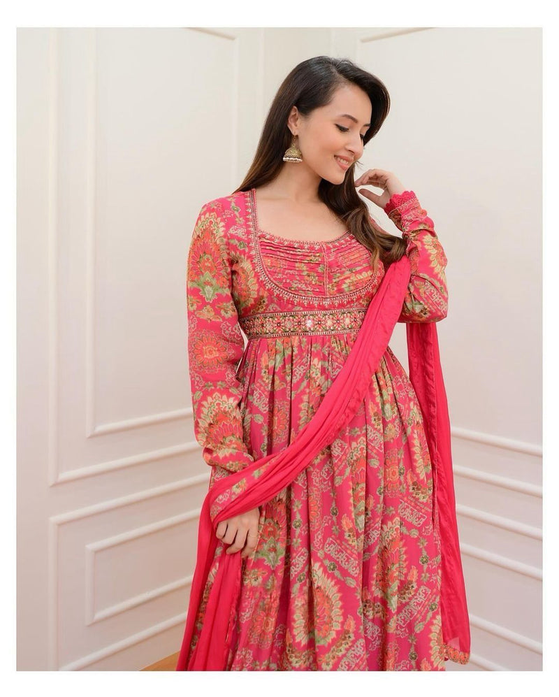 Womenline Multicoloured Anarkali with mirror